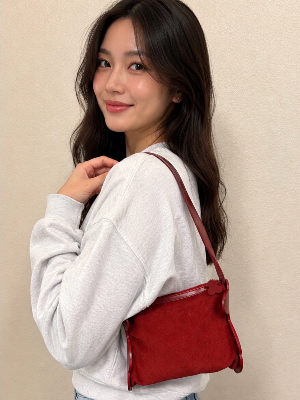 Tous Red Bear-Shaped Mini Suede Shoulder Bag - Picture 13 of 14